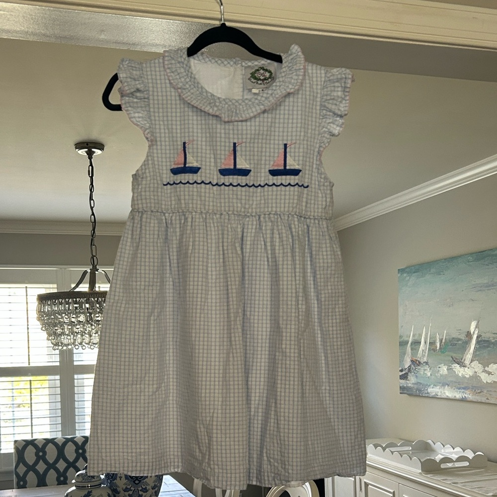 Adorable Blue Checkered Kids Dress